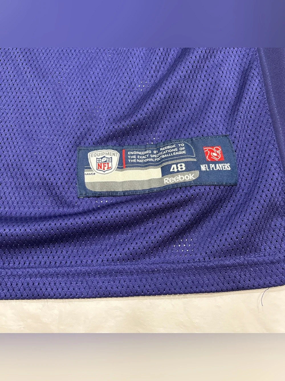 Reebok On Field BALTIMORE RAVENS NFL JERSEY #52 R. LEWIS Mens 48 XL Purple